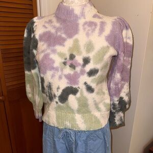 Madewell Purple, green and Cream tie dye Knit Sweater